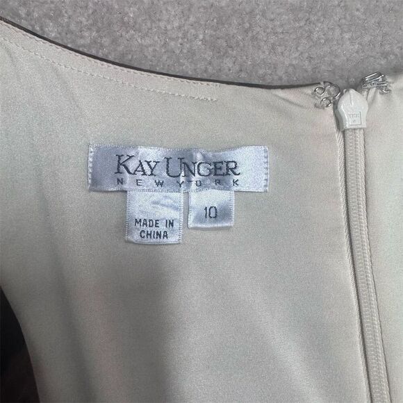 Like New Kay Unger Leopard Print Faux Wrap Dress Size 10 Knee Length 3/4 Sleeve - Picture 3 of 5